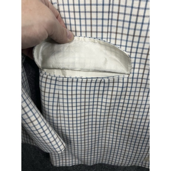 Jos A Bank Blazer Men's Ivory Check Print Sports Coat Business Casual - Picture 7 of 16